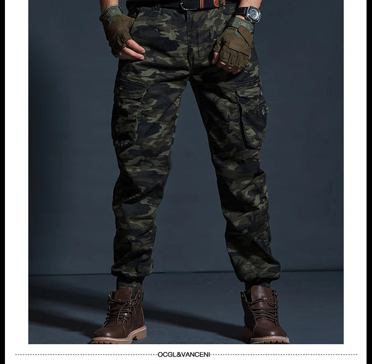 High Quality Khaki Casual Pants Men Tactical Joggers Camouflage Cargo Pants Multi-Pocket Fashions Black Army Trousers Work Wear