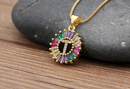 Nidin vendita calda iniziale multicolore zircone collana fascino lettera collana nome gioielli per donna uomo accessori regalo per feste