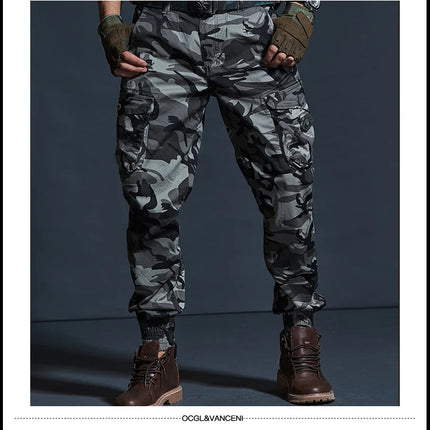 High Quality Khaki Casual Pants Men Tactical Joggers Camouflage Cargo Pants Multi-Pocket Fashions Black Army Trousers Work Wear