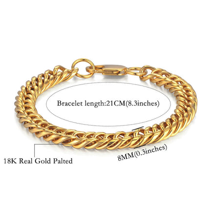 Set di gioielli da uomo Color oro acciaio inossidabile Miami Curb Cuban Link Chain bracciale collana Set Punk Hip Hop gioielli regalo maschile platinumshop