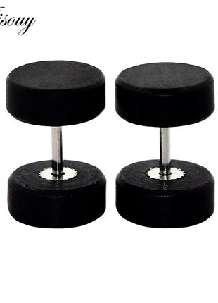 Alisouy 2PC Moda Orecchini a bottone in legno Orecchini Marrone naturale Nero 8 10 12mm Punk Bilanciere Tappi per le orecchie finti Brincos per le donne degli uomini platinumshop