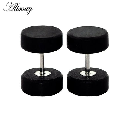 Alisouy 2PC Moda Orecchini a bottone in legno Orecchini Marrone naturale Nero 8 10 12mm Punk Bilanciere Tappi per le orecchie finti Brincos per le donne degli uomini platinumshop