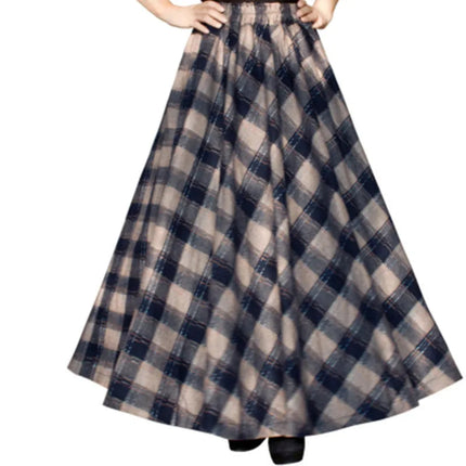 TIYIHAILEY-Women's Long Maxi Thick A-line Skirts, Elastic Waist, Plaid Woolen Skirts, Warm with Pocket, Winter, New Custom Made PlatiNum