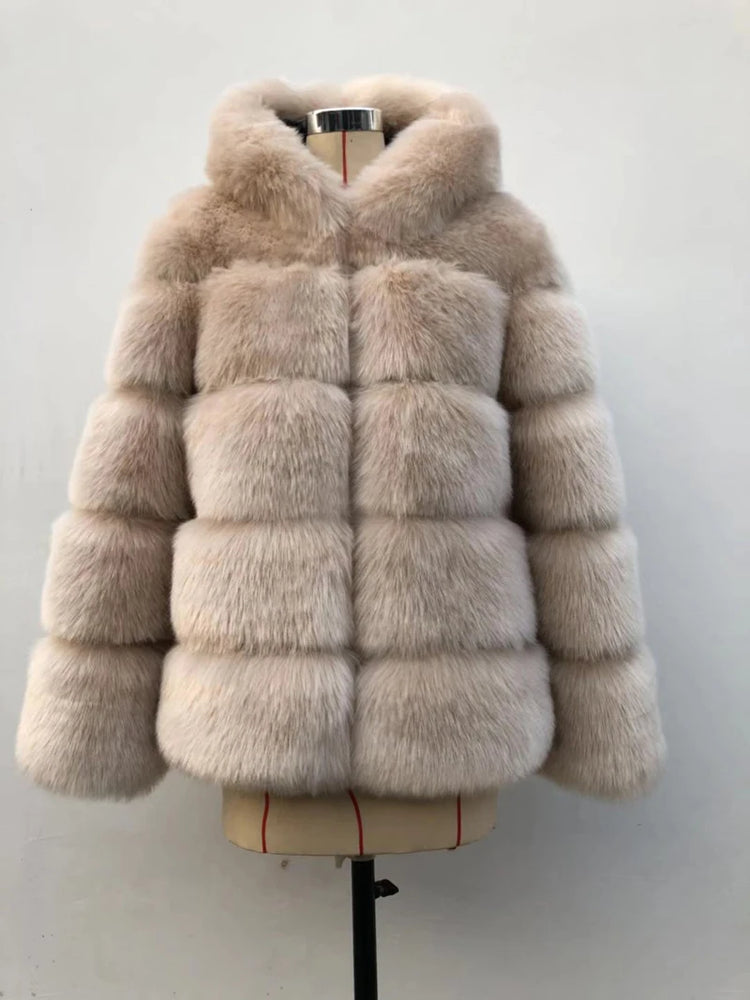 ZADORIN Winter Thick Warm Fluffy Faux Fur Coat Women Furry Hooded Long Sleeve Faux Fur Jacket Luxury Fur Coats Female Outerwears