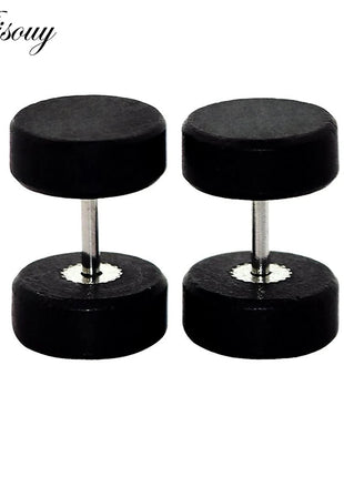 Alisouy 2PC Moda Orecchini a bottone in legno Orecchini Marrone naturale Nero 8 10 12mm Punk Bilanciere Tappi per le orecchie finti Brincos per le donne degli uomini platinumshop