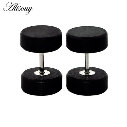 Alisouy 2PC Moda Orecchini a bottone in legno Orecchini Marrone naturale Nero 8 10 12mm Punk Bilanciere Tappi per le orecchie finti Brincos per le donne degli uomini platinumshop