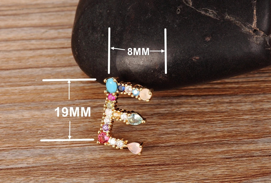 Nidin vendita calda colore arcobaleno iniziale CZ collana fascino lettera ciondolo nome gioielli accessori donna Fine festa regalo di compleanno