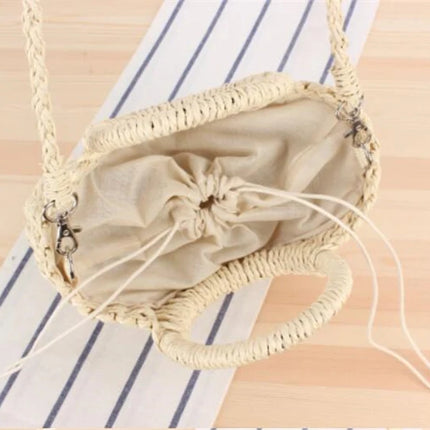 Yogodlns Borsa a tracolla intrecciata in rattan semicircolare fatta a mano Borse a tracolla a tracolla da donna estive Borsa da spiaggia piccola per ragazze Novità