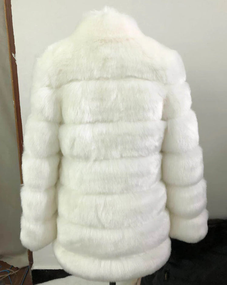 ZADORIN Winter Outerwears Furry Faux Fur Coat Women Stand Collar Long Sleeve Fake Fur Jacket Fur Coats fourrure abrigos mujer