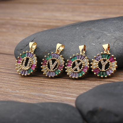 Nidin vendita calda iniziale multicolore zircone collana fascino lettera collana nome gioielli per donna uomo accessori regalo per feste