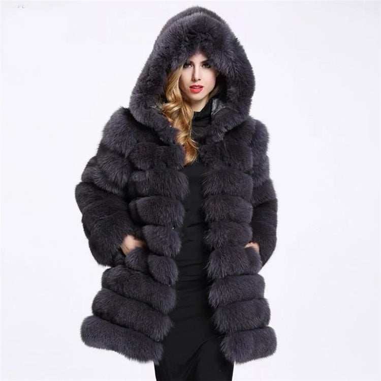 ZADORIN Winter Luxury Faux Mink Fur Coat Hooded Women Thick Warm Fluffy Faux Fur Jacket Ladies Coats Black Pink Fur Coats Top