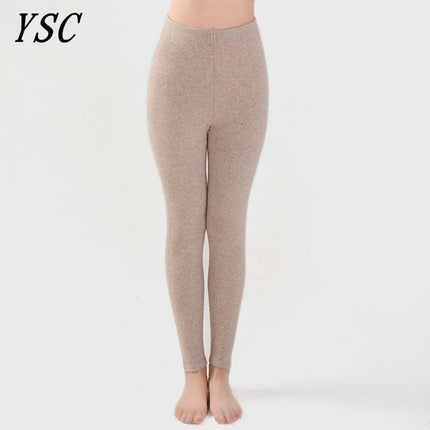 2024 Winter New style Women Cashmere Wool Pants Knitted Soft warmth High elasticity High-quality Slim fit style Classic leggings PlatiNum