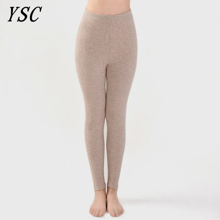 2024 Winter New style Women Cashmere Wool Pants Knitted Soft warmth High elasticity High-quality Slim fit style Classic leggings PlatiNum