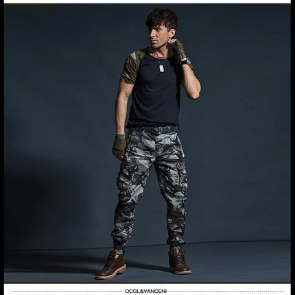 High Quality Khaki Casual Pants Men Tactical Joggers Camouflage Cargo Pants Multi-Pocket Fashions Black Army Trousers Work Wear