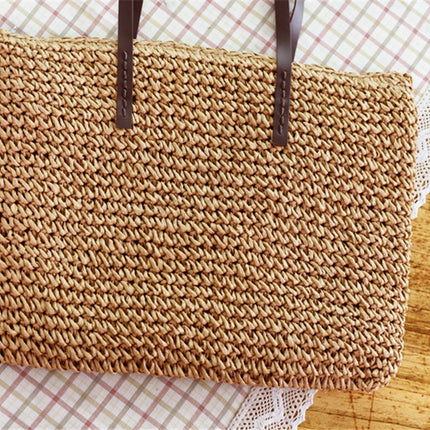 Women's Bag Summer Beach Bag Large Capacity Knitted Straw Hand-woven Rattan Beach Bag Bohemia Leather Women's Shoulder Bag New