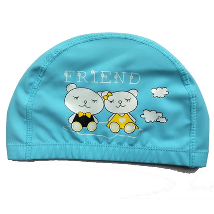Cuffia da nuoto per bambini Tessuto PU impermeabile Simpatico cartone animato Animale Delfino Proteggi le orecchie Capelli lunghi Ragazzi Ragazze Cuffia da piscina Cappello