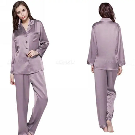 Pigiama da donna in raso di seta Set pigiama da pigiama Set da notte Loungewear S,M, L, XL, 2XL, 3XL Plus Solid _ _ adatto a tutte le stagioni platinumshop