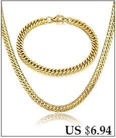 Set di gioielli da uomo Color oro acciaio inossidabile Miami Curb Cuban Link Chain bracciale collana Set Punk Hip Hop gioielli regalo maschile platinumshop