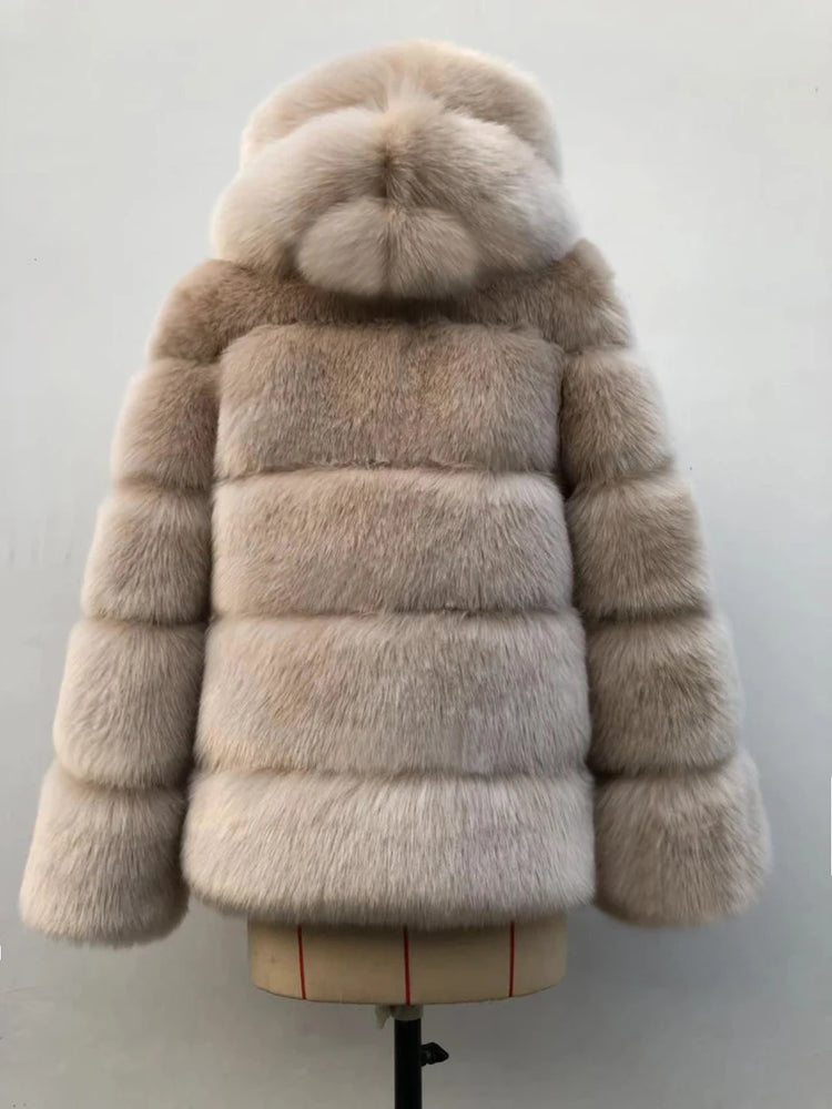 ZADORIN Winter Thick Warm Fluffy Faux Fur Coat Women Furry Hooded Long Sleeve Faux Fur Jacket Luxury Fur Coats Female Outerwears