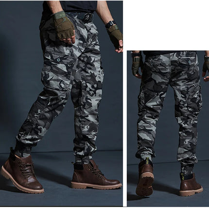 High Quality Khaki Casual Pants Men Tactical Joggers Camouflage Cargo Pants Multi-Pocket Fashions Black Army Trousers Work Wear