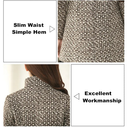 New Women's Wool Blends Coat Winter 2026 Autumn Fashion Elegant Mother Turtleneck Plaid Slim Long Tweed Woolen Outerwear Female