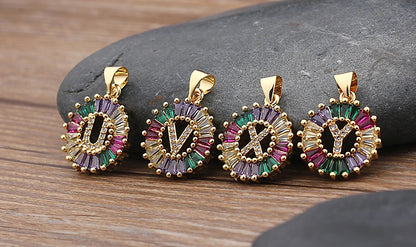Nidin vendita calda iniziale multicolore zircone collana fascino lettera collana nome gioielli per donna uomo accessori regalo per feste