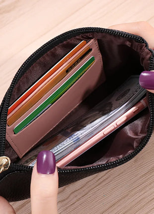 Portafoglio lungo casual da donna in pelle PU con grana litchi, tasca per telefono con cerniera, porta carte di credito, portamonete femminile