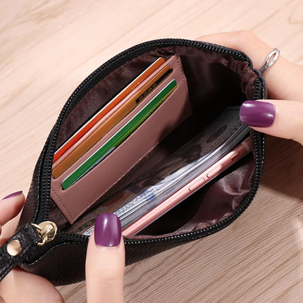 Portafoglio lungo casual da donna in pelle PU con grana litchi, tasca per telefono con cerniera, porta carte di credito, portamonete femminile