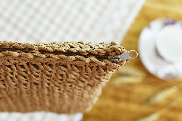 Borsa da donna Borsa da spiaggia estiva Borsa da spiaggia in rattan intrecciata a mano in paglia lavorata a maglia di grande capacità Borsa a tracolla da donna in pelle Bohemia Nuovo