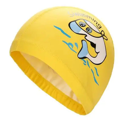 Cuffia da nuoto per bambini Tessuto PU impermeabile Simpatico cartone animato Animale Delfino Proteggi le orecchie Capelli lunghi Ragazzi Ragazze Cuffia da piscina Cappello