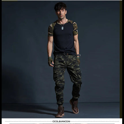 High Quality Khaki Casual Pants Men Tactical Joggers Camouflage Cargo Pants Multi-Pocket Fashions Black Army Trousers Work Wear