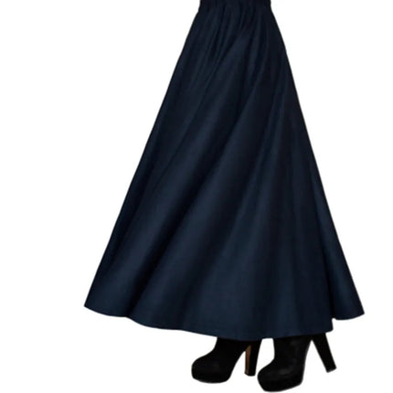 TIYIHAILEY-Women's Long Maxi Thick A-line Skirts, Elastic Waist, Plaid Woolen Skirts, Warm with Pocket, Winter, New Custom Made PlatiNum