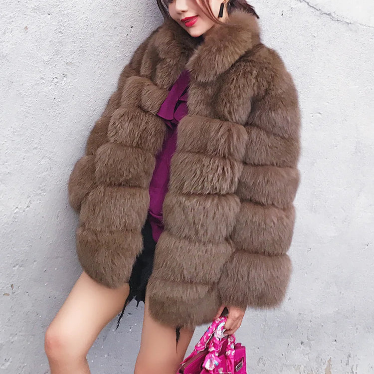 ZADORIN Winter Outerwears Furry Faux Fur Coat Women Stand Collar Long Sleeve Fake Fur Jacket Fur Coats fourrure abrigos mujer