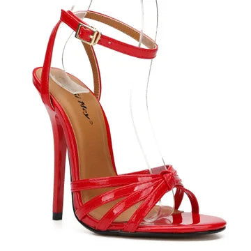 New Oversized Women's Shoes Fake Women's Cross Dressing Fun Shoes large-size 37-48 Thin high heels 13cm lace up women's sandals