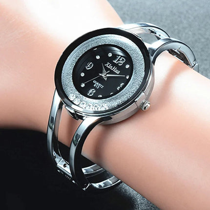 Orologi da donna Bracciale Relogio Feminino Orologio da polso al quarzo moda Orologio da polso da donna in acciaio inossidabile con cristallo Bayan Kol Sat platinumshop