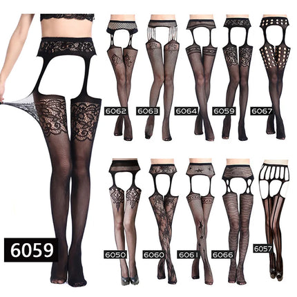 Donne Sexy Lingerie Calze Reggicalze Striscia Calze elastiche Calza a rete nera Coscia Collant velati Collant dropship