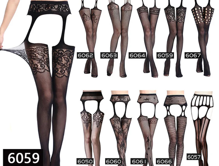 Donne Sexy Lingerie Calze Reggicalze Striscia Calze elastiche Calza a rete nera Coscia Collant velati Collant dropship