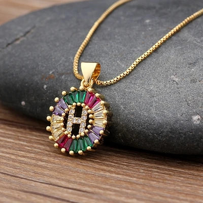 Nidin vendita calda iniziale multicolore zircone collana fascino lettera collana nome gioielli per donna uomo accessori regalo per feste