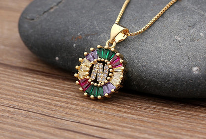 Nidin vendita calda iniziale multicolore zircone collana fascino lettera collana nome gioielli per donna uomo accessori regalo per feste