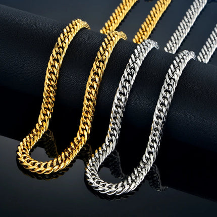 Set di gioielli da uomo Color oro acciaio inossidabile Miami Curb Cuban Link Chain bracciale collana Set Punk Hip Hop gioielli regalo maschile platinumshop