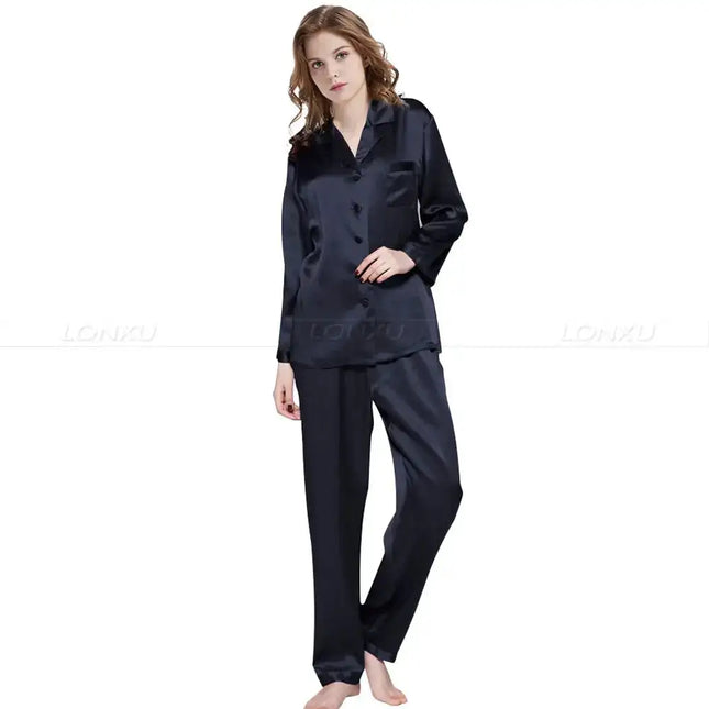 Pigiama da donna in raso di seta Set pigiama da pigiama Set da notte Loungewear S,M, L, XL, 2XL, 3XL Plus Solid _ _ adatto a tutte le stagioni platinumshop