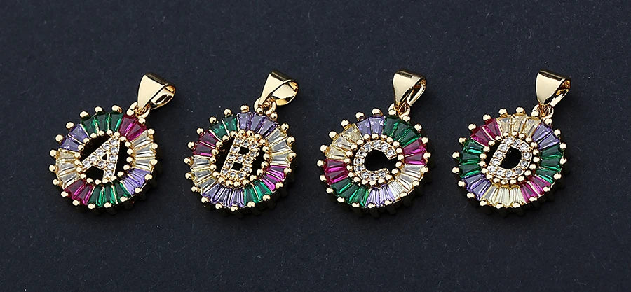 Nidin vendita calda iniziale multicolore zircone collana fascino lettera collana nome gioielli per donna uomo accessori regalo per feste