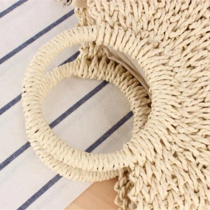 Yogodlns Borsa a tracolla intrecciata in rattan semicircolare fatta a mano Borse a tracolla a tracolla da donna estive Borsa da spiaggia piccola per ragazze Novità