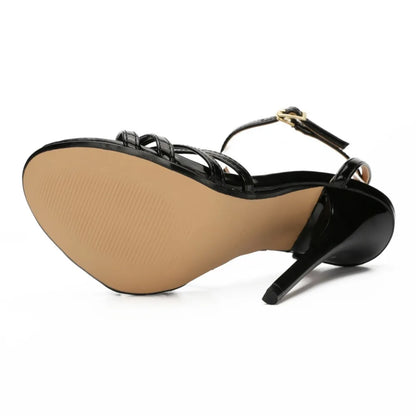 New Oversized Women's Shoes Fake Women's Cross Dressing Fun Shoes large-size 37-48 Thin high heels 13cm lace up women's sandals