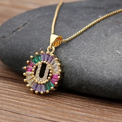 Nidin vendita calda iniziale multicolore zircone collana fascino lettera collana nome gioielli per donna uomo accessori regalo per feste