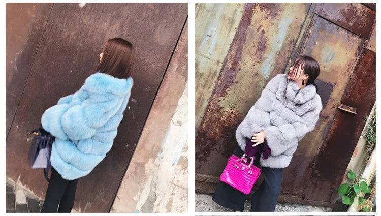ZADORIN Winter Outerwears Furry Faux Fur Coat Women Stand Collar Long Sleeve Fake Fur Jacket Fur Coats fourrure abrigos mujer