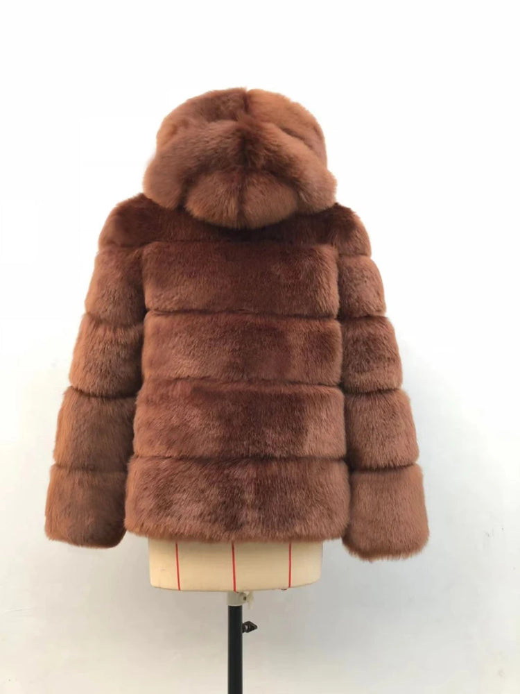 ZADORIN Winter Thick Warm Fluffy Faux Fur Coat Women Furry Hooded Long Sleeve Faux Fur Jacket Luxury Fur Coats Female Outerwears