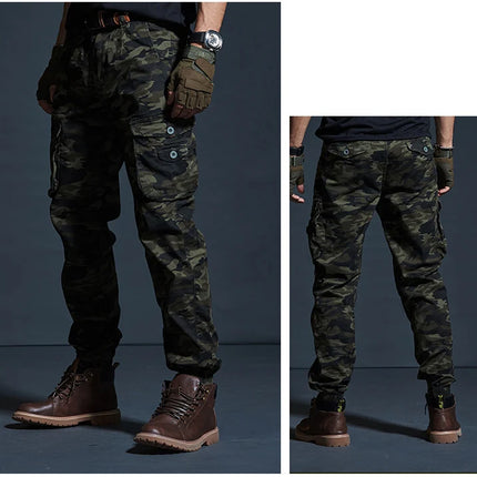 High Quality Khaki Casual Pants Men Tactical Joggers Camouflage Cargo Pants Multi-Pocket Fashions Black Army Trousers Work Wear