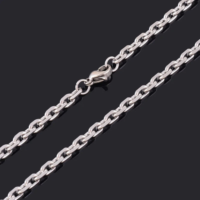 1.6/2/2.4/3/4/5mm WIde Men and Women Link Chain Rolo Fashion Tone Stainless Steel Oval Necklace High Quality Choker Jewelry Gift PlatiNum