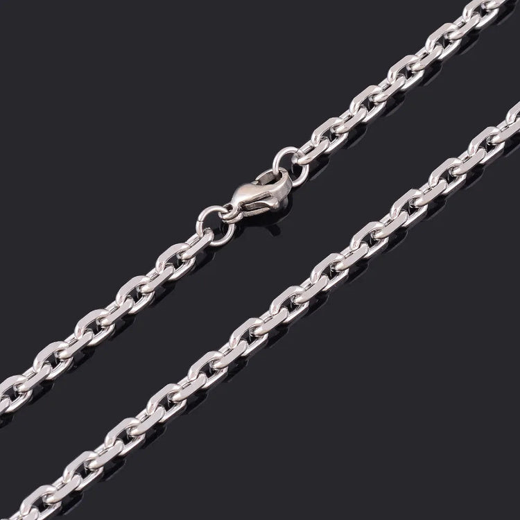 1.6/2/2.4/3/4/5mm WIde Men and Women Link Chain Rolo Fashion Tone Stainless Steel Oval Necklace High Quality Choker Jewelry Gift PlatiNum